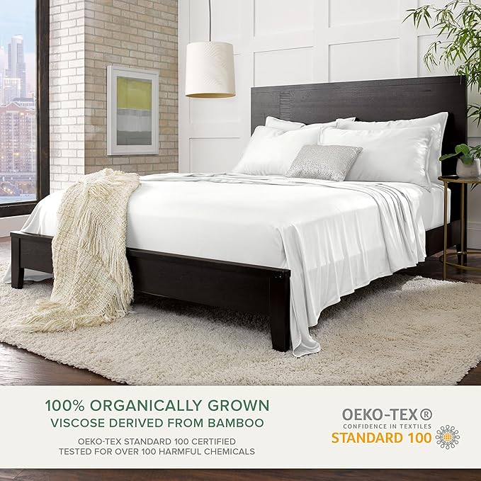 Pure Bamboo Twin Sheets, Genuine 100% Organic Viscose Derived from Bamboo Bed - Image 2