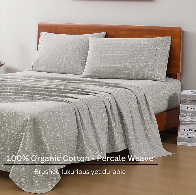LANE LINEN Sustainably Produced 100% Organic Cotton Twin Bed Sheet Set - Image 3