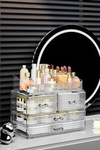 ZHIAI Stackable Storage Drawers, Acrylic Bathroom Counter Organizer Clear Makeup Organizers for Vanity, Kitchen Cabinets, Bathroom, Undersink, Home Organization and Storage (1 Top 4 Drawers D)