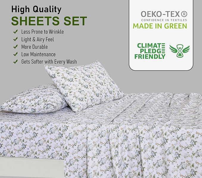 RUVANTI 100% Cotton Sheets – Queen Size Percale Bedding, Cooling & Breathable - Image 7