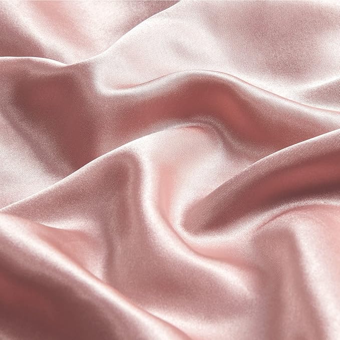 BEDELITE Satin Pillowcase with Zipper, Rose Pink Pillow Cases Queen Size Set of - Image 3