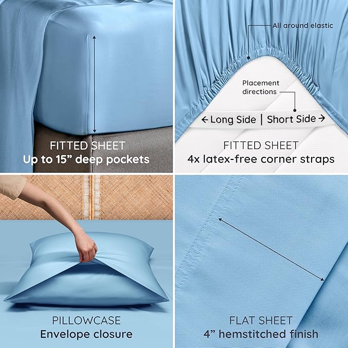 Bambaw Full Sheet Set 4pcs – 100% Viscose Derived from Bamboo Cooling Sheets - Image 5