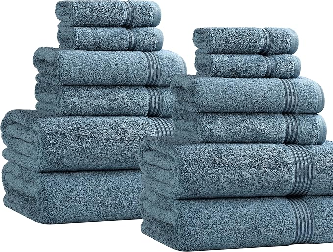 Superior Egyptian Cotton 12-Piece Towel Set, Guest Bath Decor Essentials - Image 2
