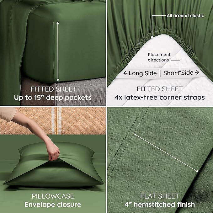 Bambaw Full Sheet Set 4pcs – 100% Viscose Derived from Bamboo Sheets Full Size - Image 5