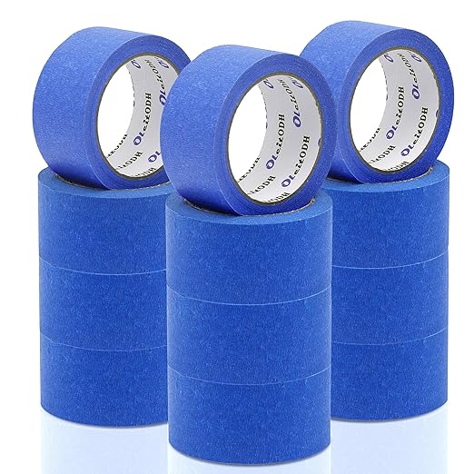 Oleitodh 12 Rolls Blue Painters Tape Bulk 2 inch x 660 Yards, Painters Masking Tape No Residue Wall Painting Tape Artist Tape Trim Edge Finishing Tape for Wall Painting Decoration DIY Supplies