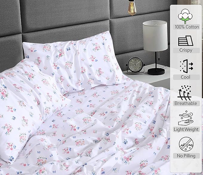 RUVANTI 100% Cotton Sheets – Queen Size Percale Bedding, Cooling & Breathable - Image 3