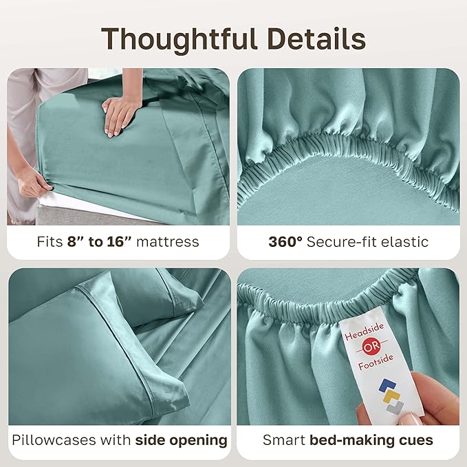 California Design Den Soft 100% Cotton Sheets Queen Size Set, 400 Thread Count - Image 6