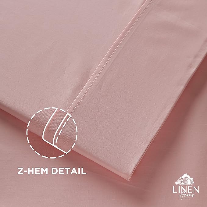 Linen Home 100% Cotton Percale 1 Flat Sheet, Full Size - Image 3