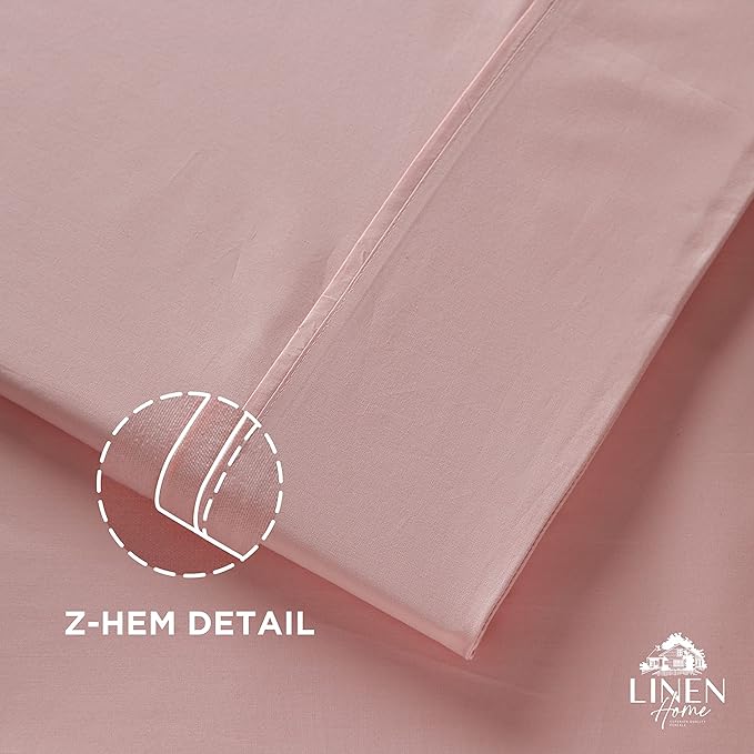 Linen Home 100% Cotton Percale 1 Flat Sheet, King Size - Image 3
