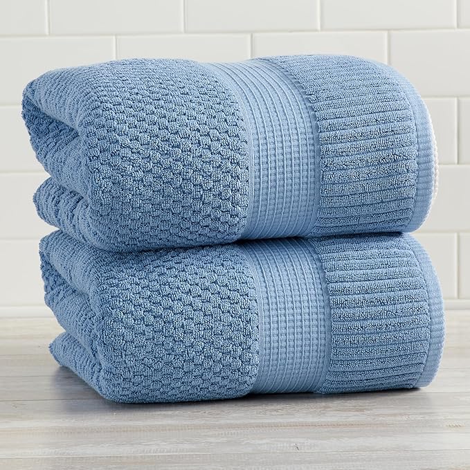 NY Loft 100% Cotton 2 Pack Bath Sheet Towel Set | Absorbent Quick-Dry Oversize - Image 2