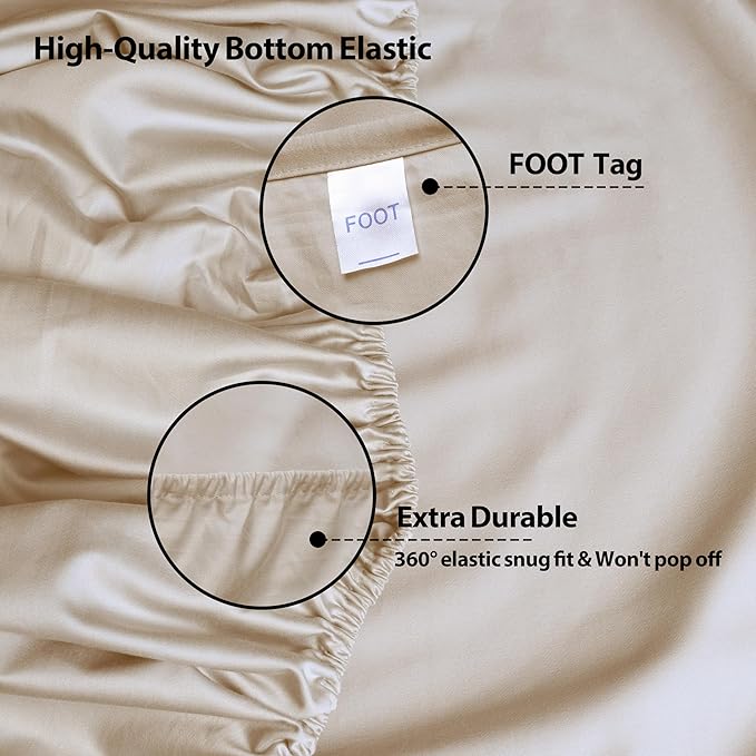 California King Size Fitted Sheet Only Beige, 100% Egyptian Cotton 600 Thread - Image 5
