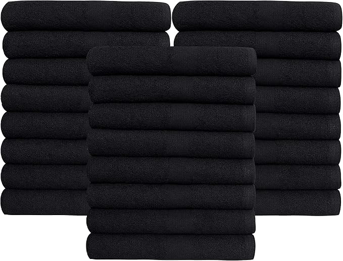 GREEN LIFESTYLE Black Bleach Proof Towels Bulk Sets 100% Cotton 16' X 25' - Image 6