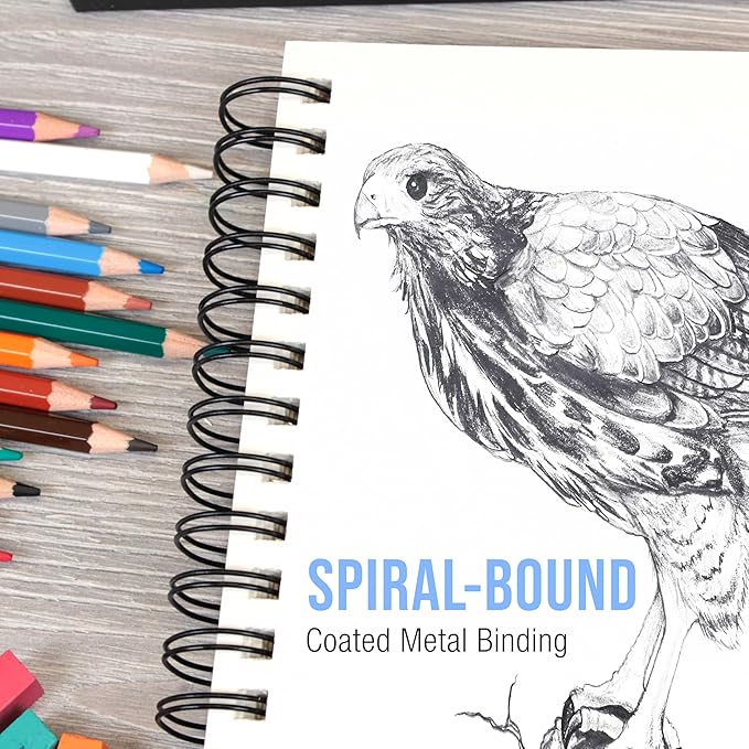 U.S. Art Supply 5.5" x 8.5" Premium Hardbound Sketch Book, 2 Pack, 80 Sheets Each, 70 lb (110gsm) - Hardcover Spiral Bound Artist Field, Small Sketch Pad, Acid-Free Drawing Pad - Adults, Students