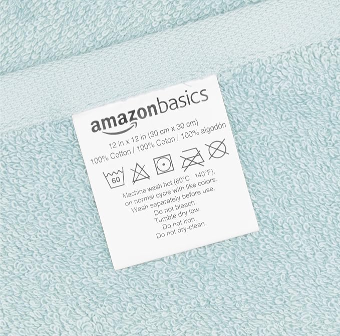 Amazon Basics face Towels for Bathroom, 100% Cotton Extra Absorbent washcloth - Image 6