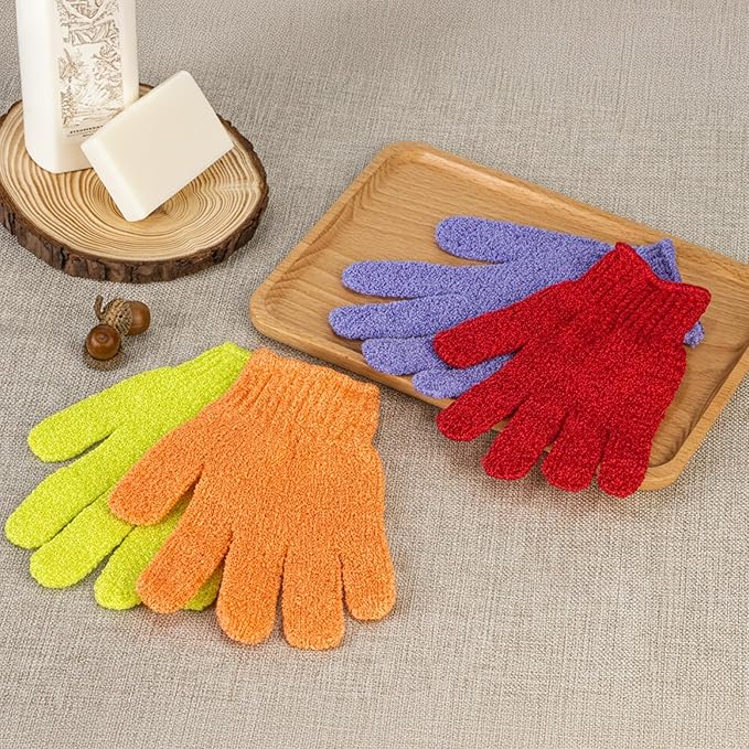 4 Pairs Exfoliating Gloves for Shower, Shower Gloves, Body Scrubber, Korean - Image 8
