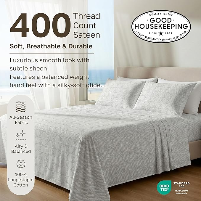 California Design Den Soft Cal King 100% Cotton Sheet Sets, 400 TC Good - Image 3