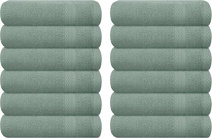 GLAMBURG Ultra Soft 12-Piece Washcloths Set 13x13-100% Ringspun Cotton by GLAMBURG