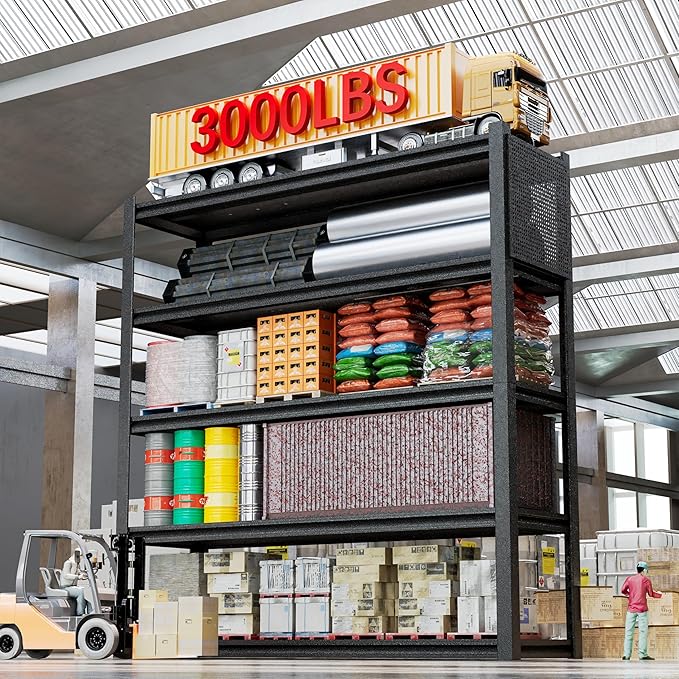 PLMFJQK 3 Sets Storage Shelves with Pegboard,72“*48" Wide 24”Heavy Duty Garage Shelving Units and Storage,Metal Shelving Adjustable Shelves,Garage Storage Rack,Industrial Utility Organization