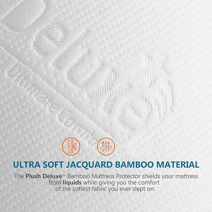 PlushDeluxe Premium Bamboo Mattress Protector – Queen Size, Waterproof - Image 2