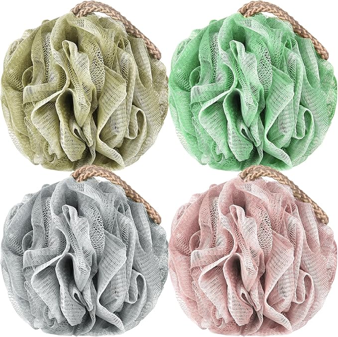 Loofah Sponge Pack of 4, Deep Cleansing Body Scrubber by GoWorth