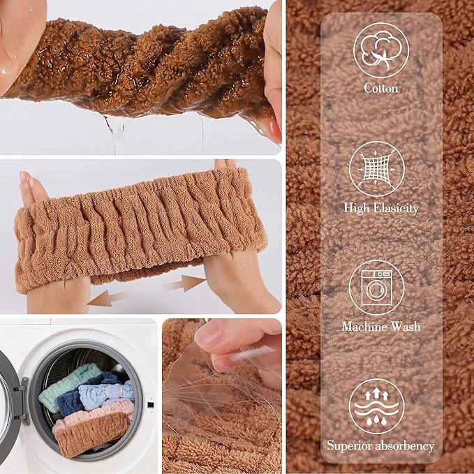 DiyJibb 9 Pcs Spa Headband for Washing Face, Skincare Headband and Wristband Set - Image 7