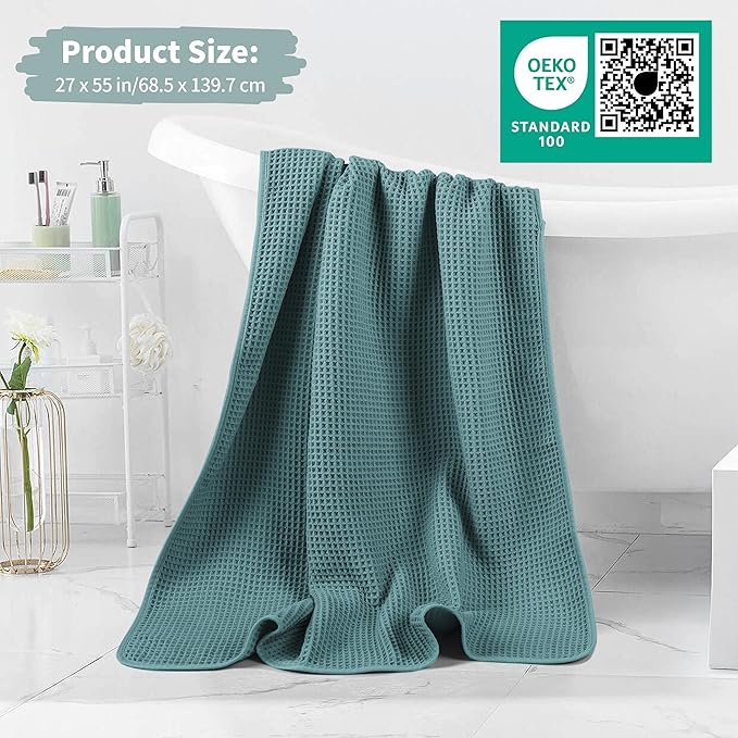 MICROFI Microfiber Waffle Bath Towels, 4 Pieces, Fast Drying, Lint Free 430 GSM - Image 5