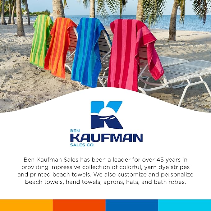 Kaufman - Soft Oversized Beach Towels in Bulk | 30" x 60" Velour Striped Beach - Image 6