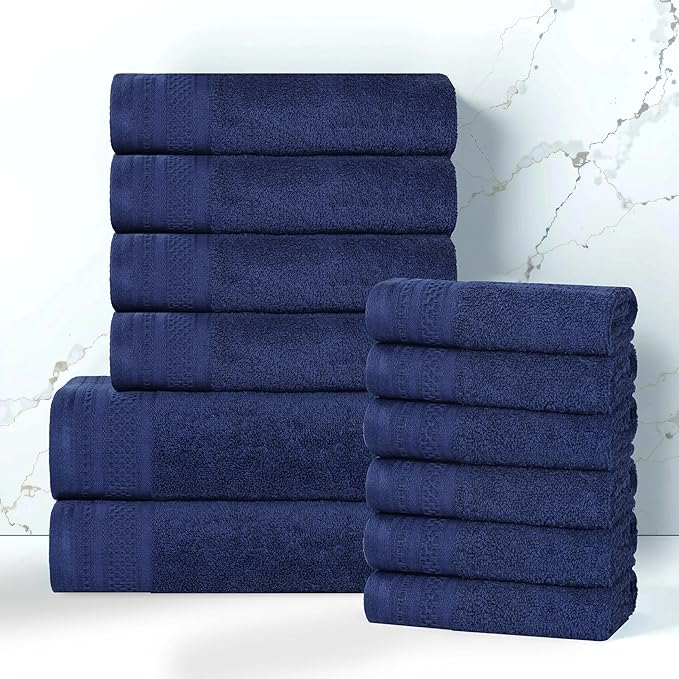 Superior Honeycomb 100% Cotton 500 GSM 12 Piece Bath Towel Set, 6 Washcloths - Image 2