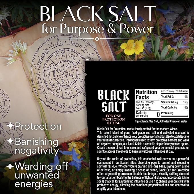 Black Salt for Protection Rituals & Wiccan Spells, Handcrafted Negative Energy - Image 3