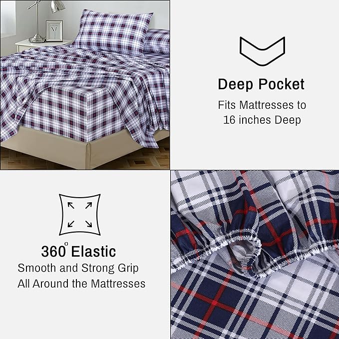 RUVANTI 100% Cotton Sheets – Queen Size Percale Bedding, Cooling & Breathable - Image 6