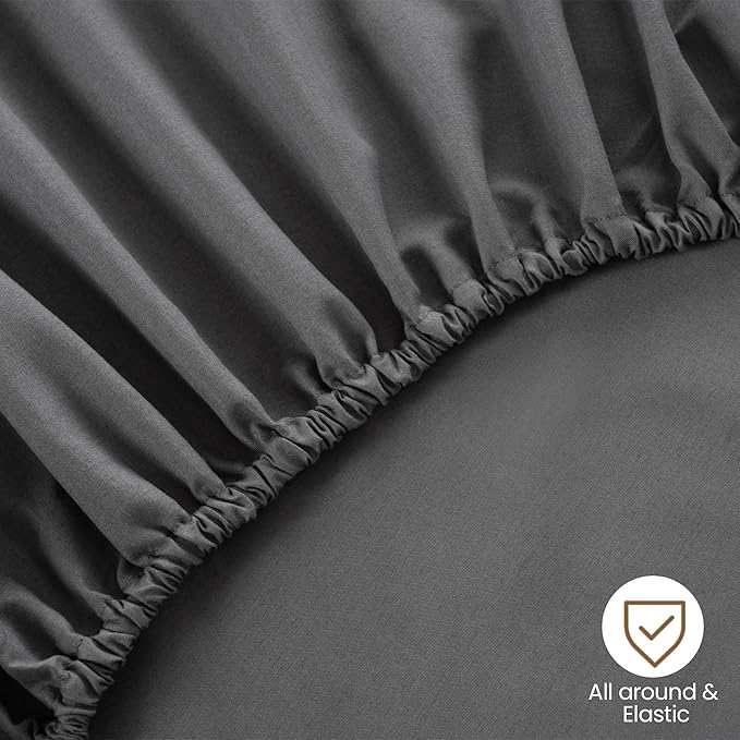 ROSE&RISY Dark Grey Full Fitted Sheet, Soft and Breathable - Image 6
