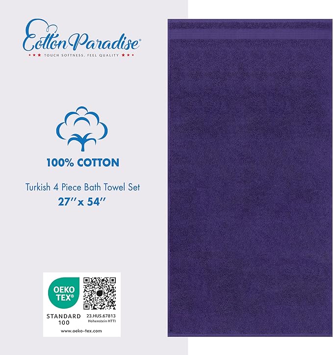 Cotton Paradise 4 Piece Turkish Bath Towels - Image 4