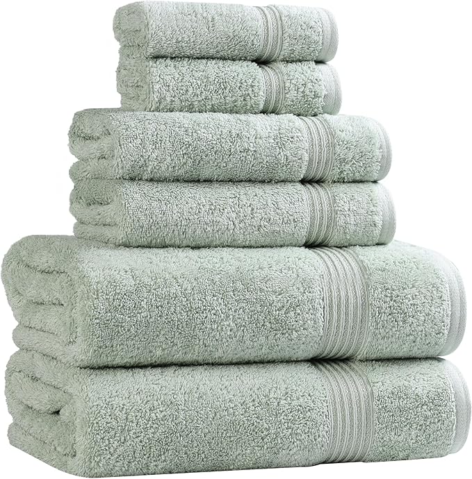 Superior Egyptian Cotton 6-Piece Towel Set, Bathroom Essentials, Towels by SUPERIOR