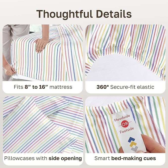 California Design Den Soft Queen Size 100% Cotton Sheet Sets, 400 TC Good - Image 5