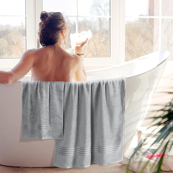 BOUTIQUO 6 Pack Cotton Towel Set, Contains 2 Bath Towels 28x55 inch, 2 Hand - Image 4