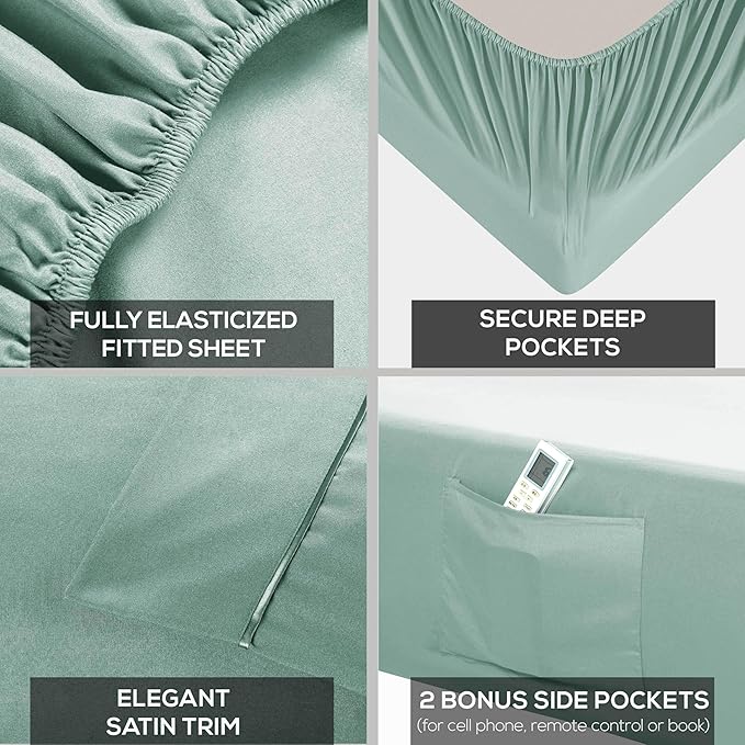 Mueller Ultratemp King Size Sheets Set, Super Soft 1800, 6 Piece, Deep Pocket - Image 4