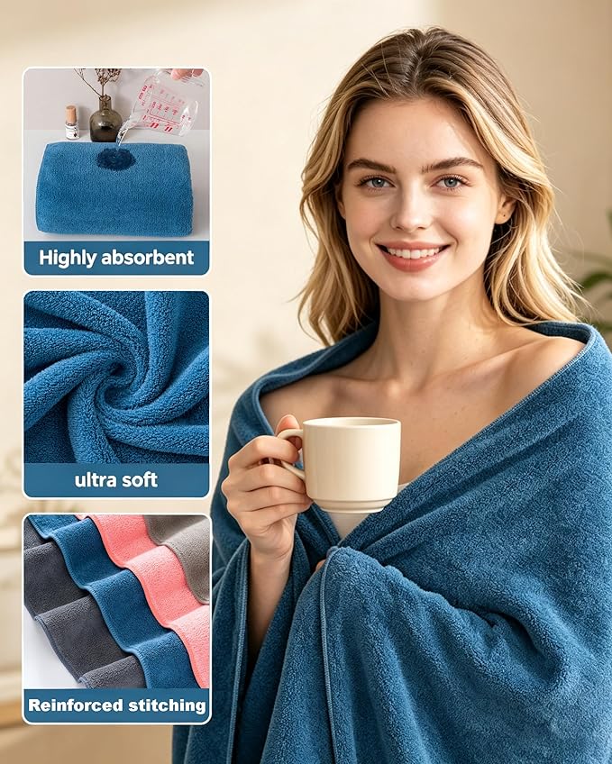 Lumimi Towels 2 Piece Soft Microfiber Bath Towel Set Salon Gym Yoga Travel - Image 2