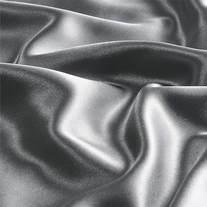 BEDELITE Satin Pillowcase with Zipper 2 Pack, Dark Grey Pillow Cases Standard - Image 3