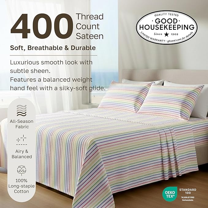 California Design Den Soft King Size 100% Cotton Sheet Sets, 400 TC Good - Image 3