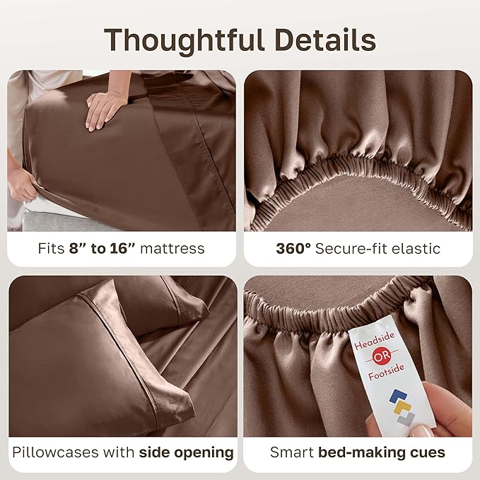 CALIFORNIA DESIGN DEN Soft 100% Cotton Bed Sheets King Size Set, 400 Thread - Image 6