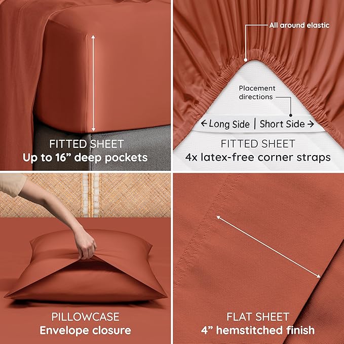 Bambaw 100% Viscose Derived from Bamboo Sheets Queen Size – 6pcs Queen Sheet - Image 5