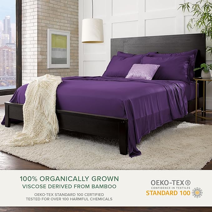 Pure Bamboo Full Sheets, Genuine 100% Organic Viscose Derived from Bamboo Bed - Image 2