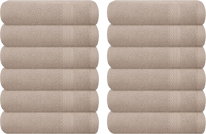 GLAMBURG Ultra Soft 12-Piece Washcloths Set 13x13-100% Ringspun Cotton by GLAMBURG