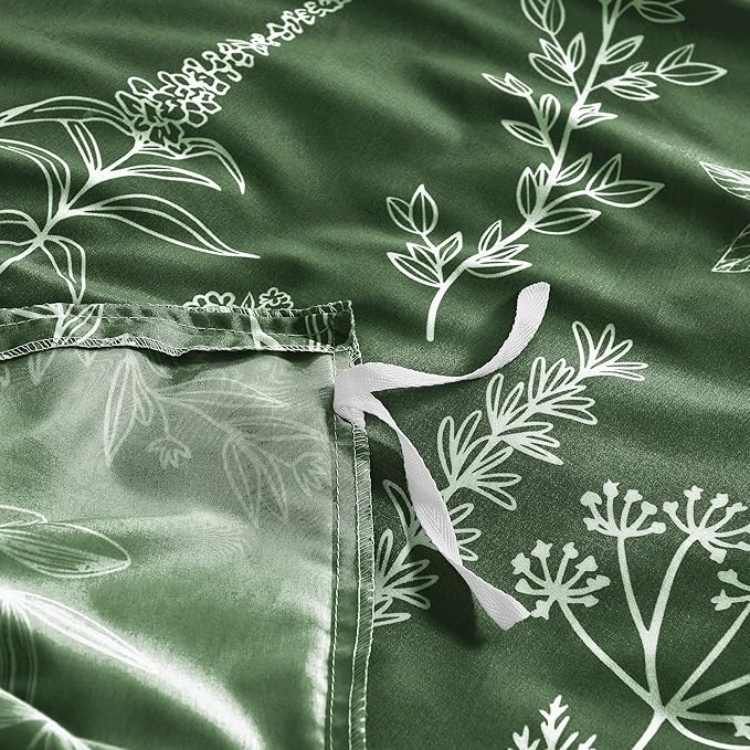 MUXHOMO Duvet Cover King Size, Reversible Floral Dark Green Duvet Cover Set - Image 5