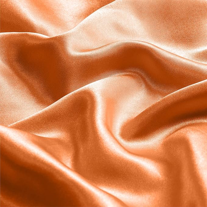 BEDELITE Satin Pillowcase with Zipper, Burnt Orange King Size Pillow Cases Set - Image 3