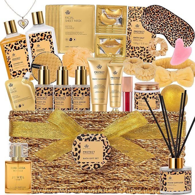 35 Pcs Mothers Day Gifts for Mom, Honey & Almond Bath & Body Gift Basket for by RAROSAACCA