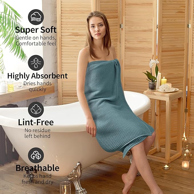 MICROFI Microfiber Waffle Bath Towels, 4 Pieces, Fast Drying, Lint Free 430 GSM - Image 4