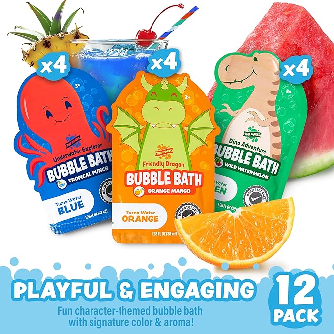 Tub Works® Magical Kids Bubble Bath, Variety 12 Pack | Creates Colorful Water & - Image 4