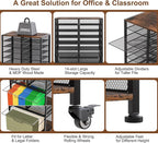 EasyPAG Rolling File Cart with 14 Slot Mail Organizer, Under Desk Storage with Hanging File Rack for Letter/Legal Folders, Mobile Filing Cabinet Printer Stand for Office Home Classroom, Black