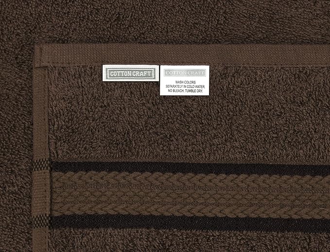 Cotton Craft - 12 Pack - Ultra Soft Extra Large Wash Cloths 12x12 Chocolate - - Image 3